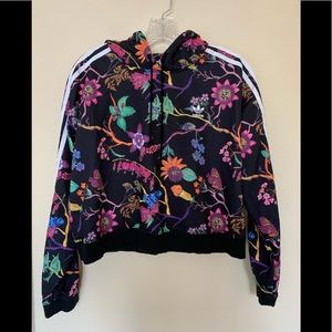 Adidas floral crop sweatshirt with hoodie
